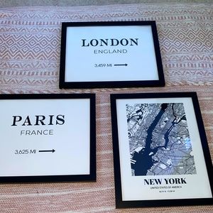 paris, london, new york signs
